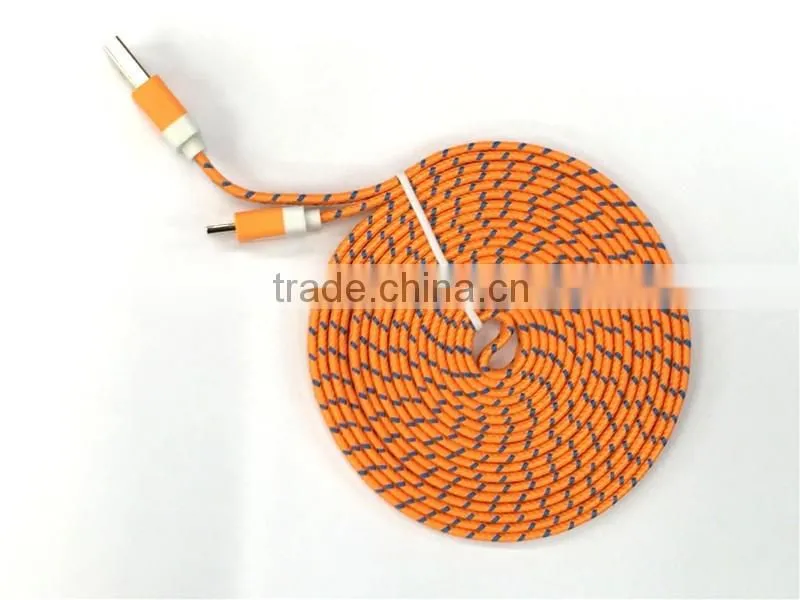 Mobile phone accessory micro data cable colorful weave usb cable