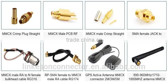 MMCX male to SMA female rf coaxial cable assembly for rg179