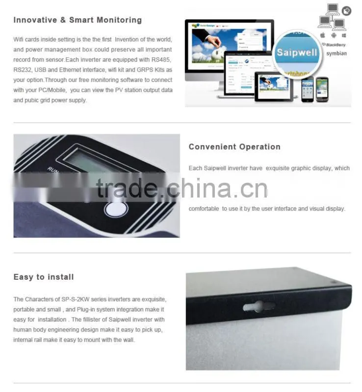 2014 Hot Sale Single Phase Solar Grid Tie Inverter 2kw
