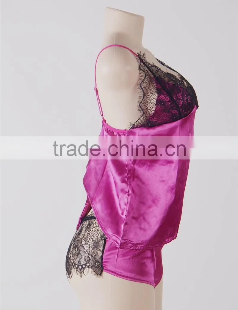 See through lace panty satin slip sexy lingerie