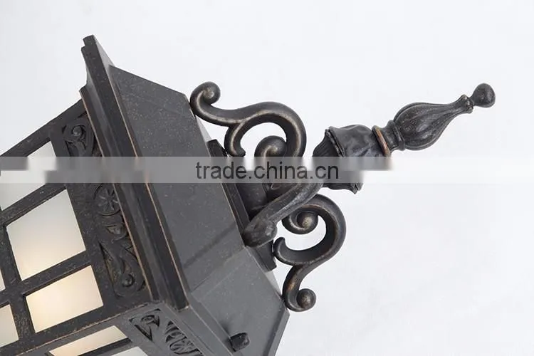 Light Outdoor Pendant, Black with Satin-Etched Cased Opal Glass