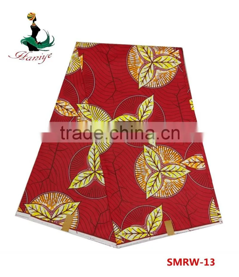 RED Real wax fabric African printed Jave wax fabric SMRW- 13High quality