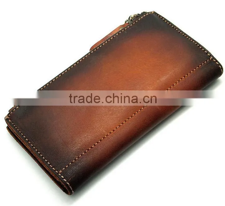 vintage men's long leather wallets men's brown leather wallets
