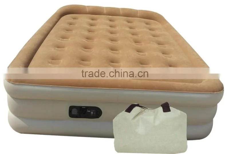 High raised air bed with built-in electric pump