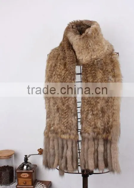 wholesale knitted real rabbit fur scarf for girls
