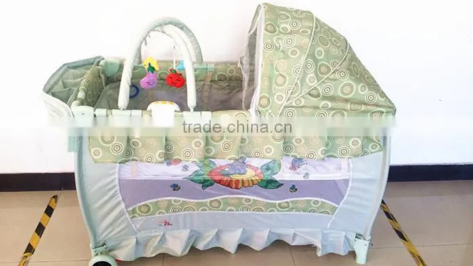 Baby cot bed with music, canopy baby travel cot, portable deluxe baby crib