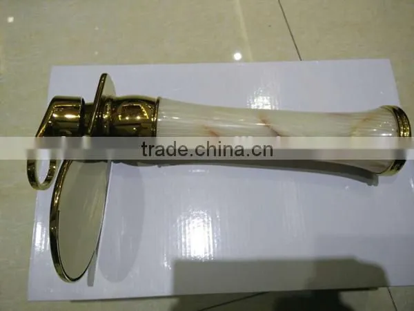 Gold plated waterfall faucet ,oak wood cabinet faucet , marble counter basin mixer