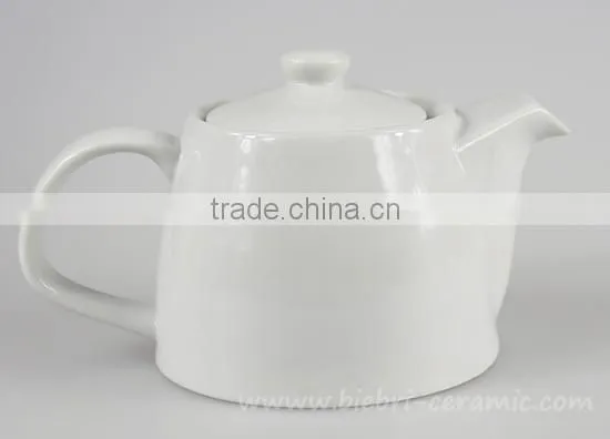 Small Plain White Antique Decorative Ceramic stump Teapot With Decals Logos Printed