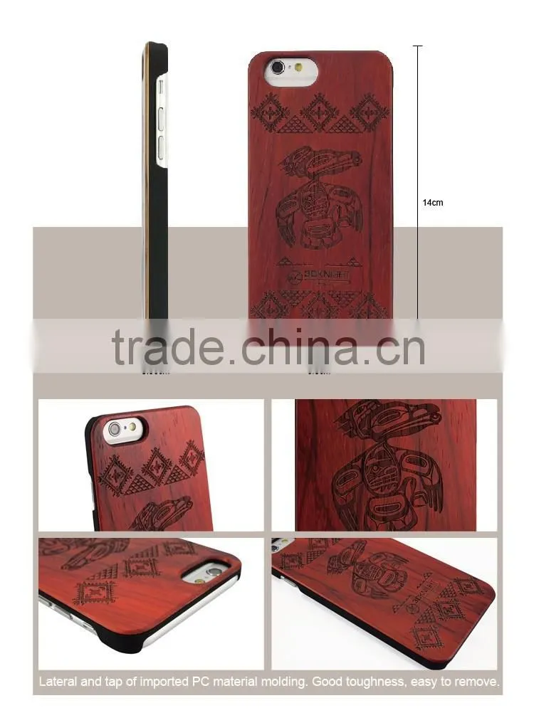 2016 Stylish Christmas Gift Genuine Rosewood Natural Carved Real Bamboo Wooden Hard back Cover Protector for iPhone 6 6s Plus