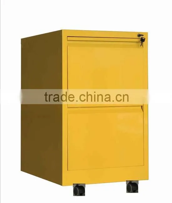 Office Furniture Two Drawer Steel Filing Mobile Cabinet with Wheel