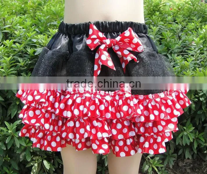 Hot sale baby skirts, red polka dot mini skirts for girls, dancing wear