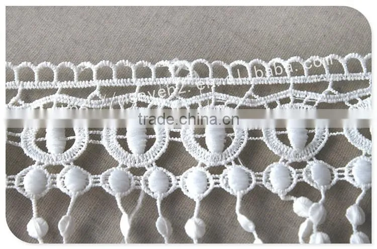 Special design 12.5cm width polyester macrame fringe lace trim water soluble