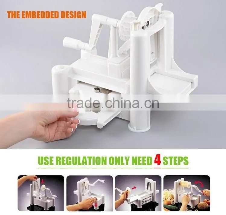 Tri-blade turning spiral slicer 3 in 1 / Tri-blade spiralizer / spiral vegetable slicer