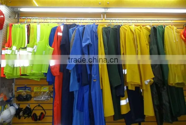 100% waterproof breathable polyester or pvc industrial rain coat plastic raincoats 2pcs set