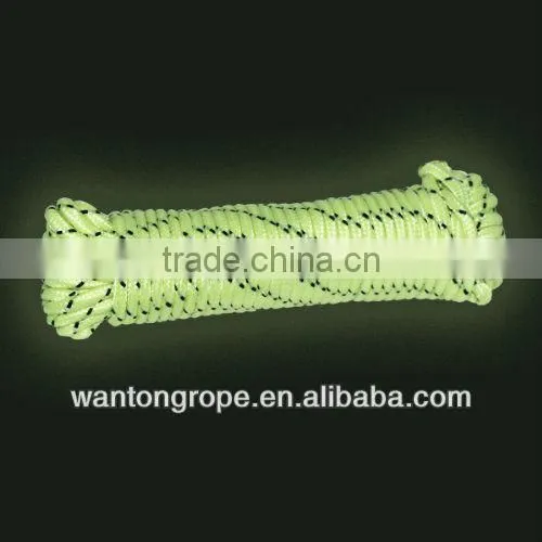 Glow-In-The-Dark Camping Tent Rope Green & Black 1/4 Inch x 50 Feet