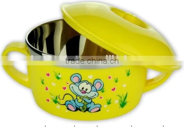 newest high quality staniless steel colorful two ear children bowl