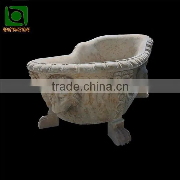 Carved Stone Bathtub with Lion Head