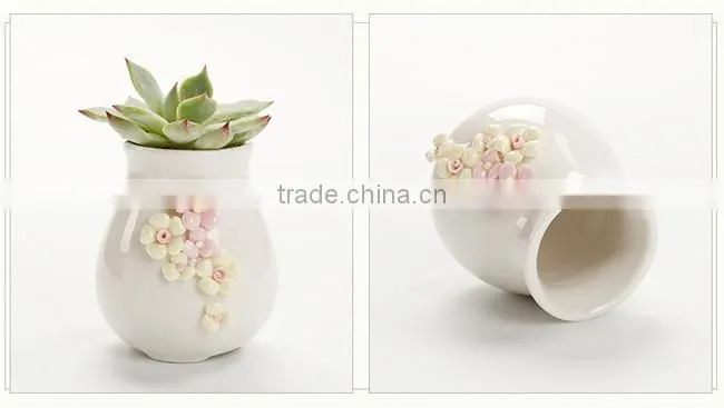 Creative hand pinching flowers small white ceramic flower pots