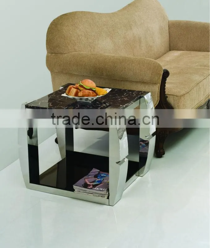 D331 Hot Sale Cheap Marble Top Stainless Steel Side Table
