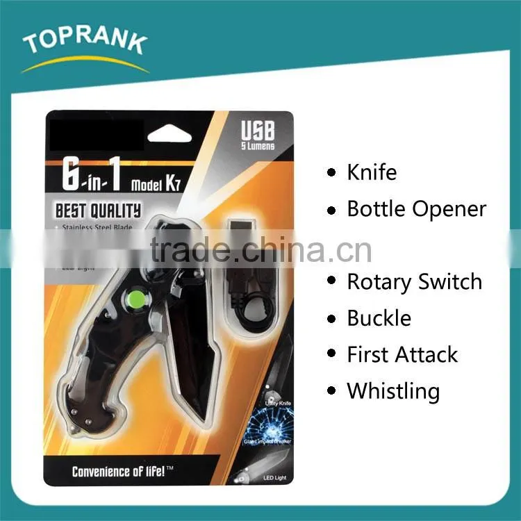 New design multifunction led mini tool outdoor survival pocket folding knife