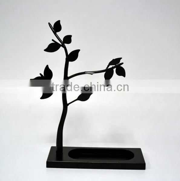 Metal jewelry display stand with MDF base