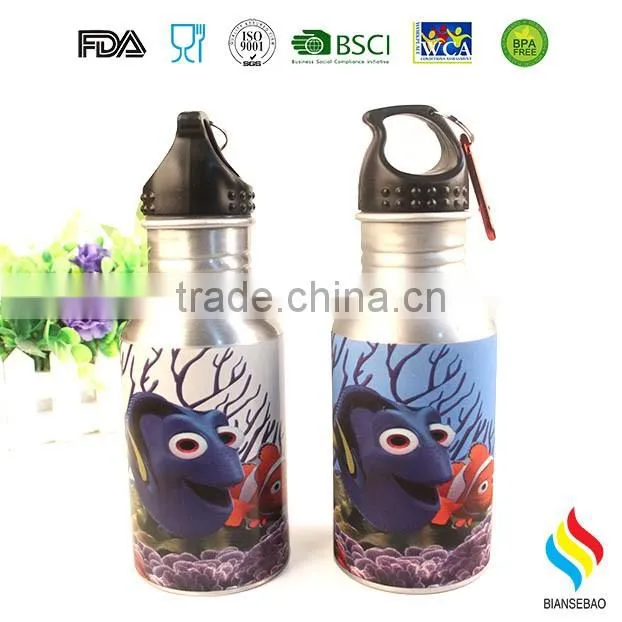 600ML Aluminum sports water bottle with straw