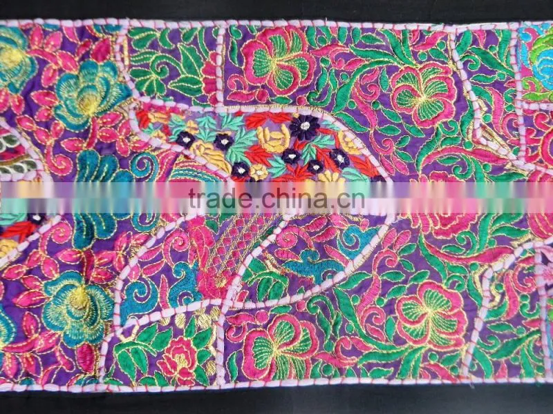 Rare Vintage Recycled Indian Textile Tapestry Fabric - - Indian Handcrafted Table Cover Cum Runner