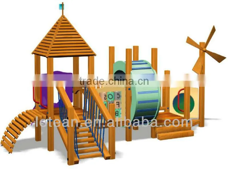 CE certificated slide playground kids plastic and wooden slide LT-2066A