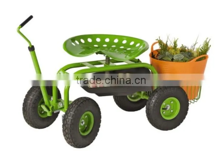 TC4501D Rolling garden work seat cart With Bucket Basket TC4501D