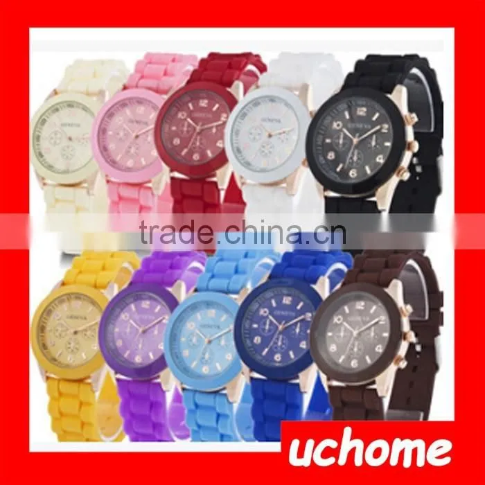 UCHOME Fashion Women's Geneva Silicone Jelly Gel Quartz Analog Wrist Watch China Cheaper Watches