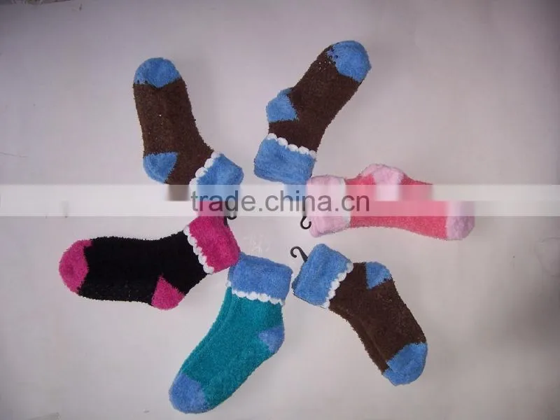 Girls Gender and Adults Age Group ankle fuzzy sock
