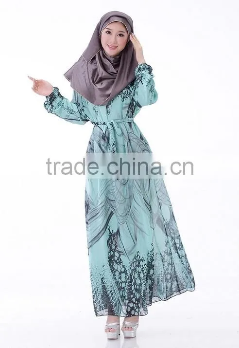 evening long sleeve maxi long dress for muslimah
