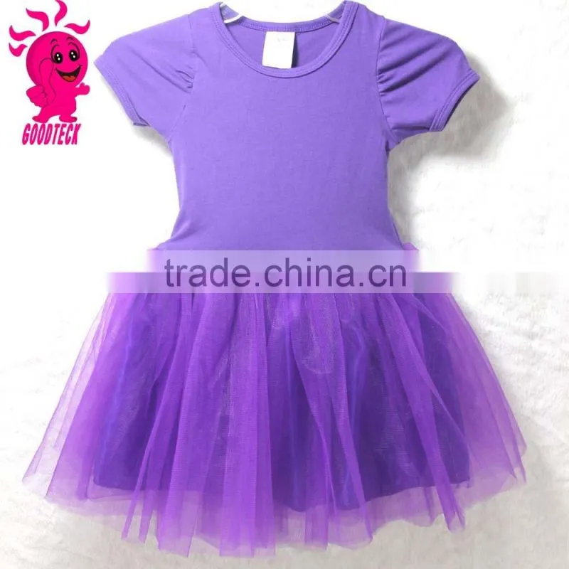 2016 New Girl's Summer Short Sleeve O-Neck Tutu Dress Tulle Tutu Dress Birthday Dress