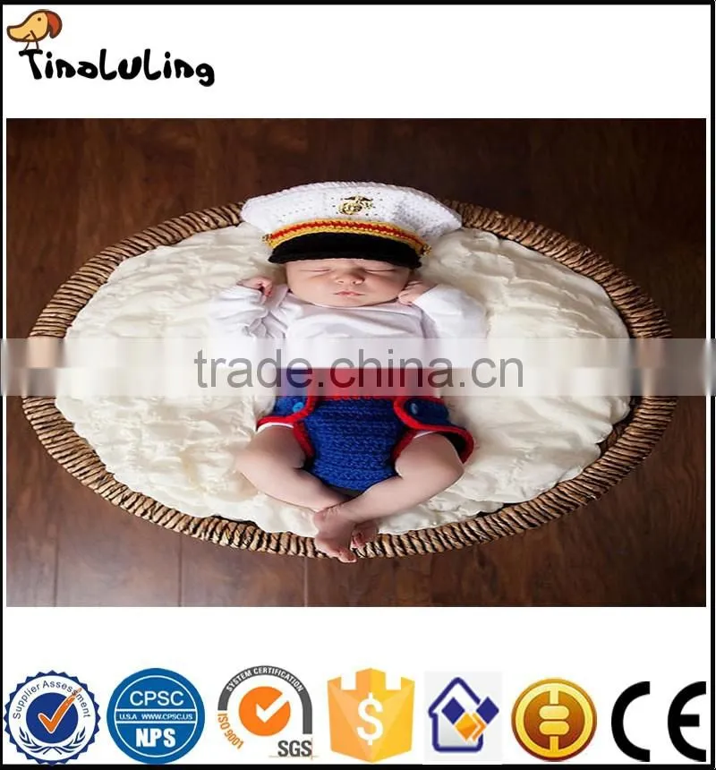 NPT41 Tinaluling hot selling lifelike Navy theme design knitting suit baby photography props