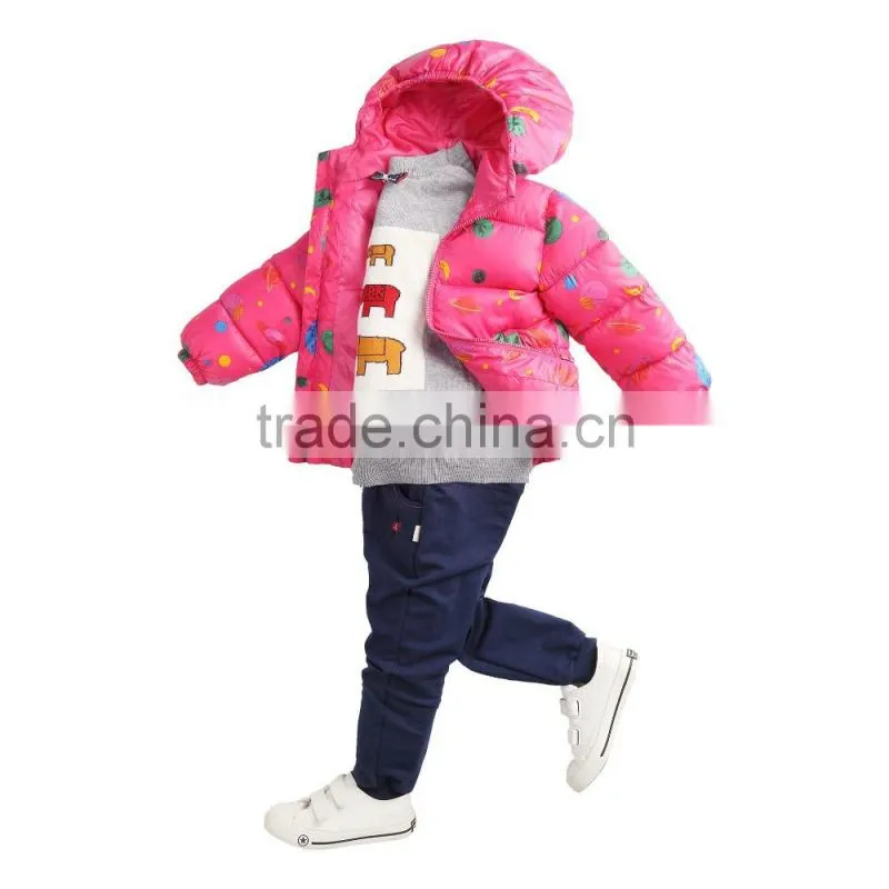 manufacture customize girls kids designer winter nice printing cotton padded jackets