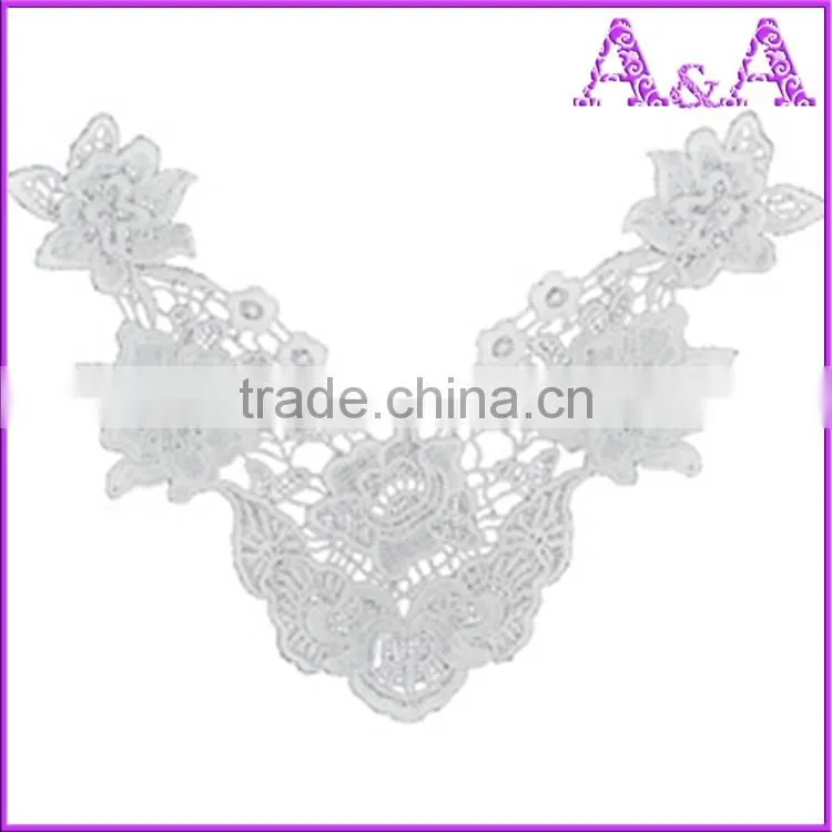 Water Soluble lace 100% cotton african chemical lace collar for shirt and dress