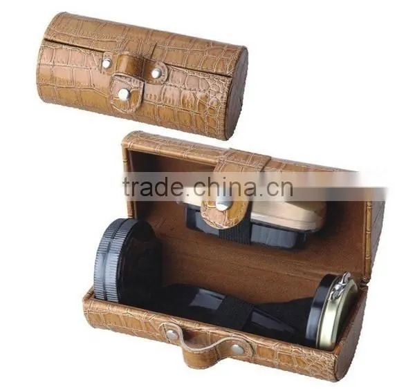hot selling gentlemen's handware shoe care /polish/shine kit with PU bucket/bag
