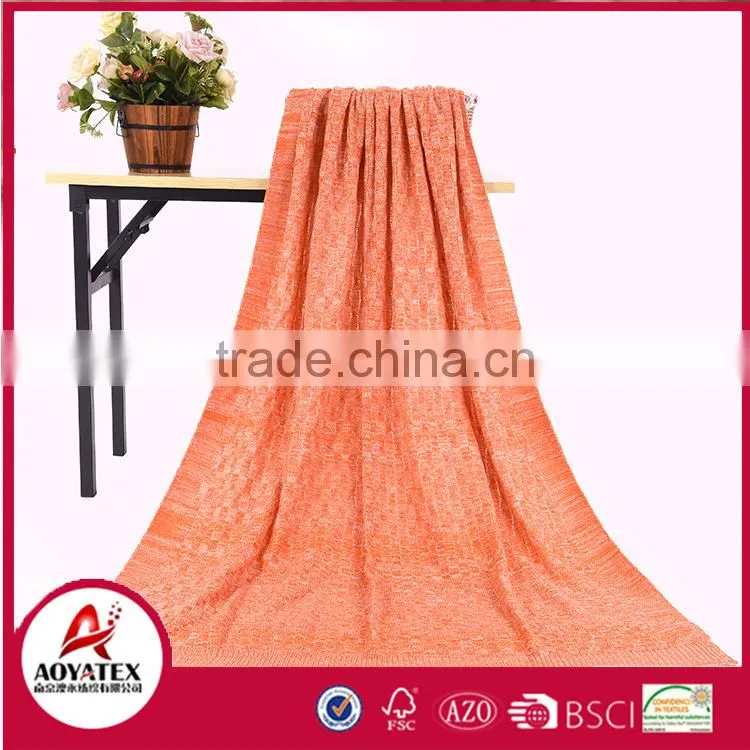 hot selling super soft acrylic crocheted plain cloth winter blanket