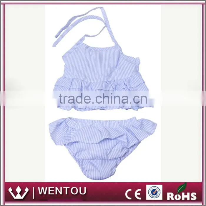 Wholesale 2 Piece Grils Monogrammed Toddler Seersucker Swimsuit Tankini