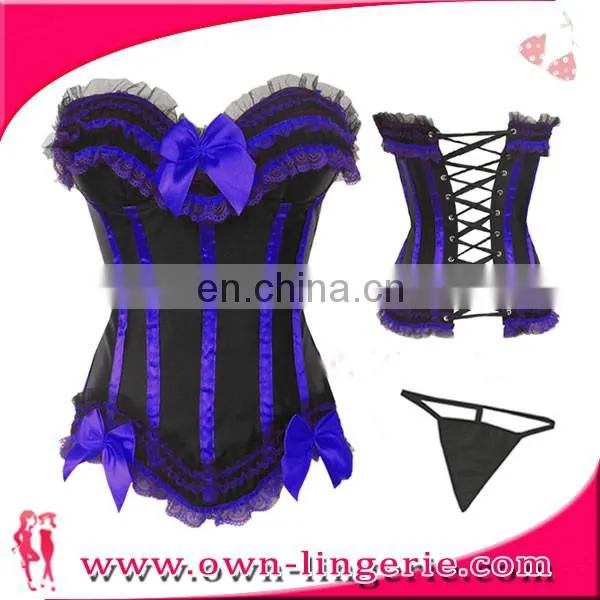 devil bride corset dress ladie's lace up back set overbust corset