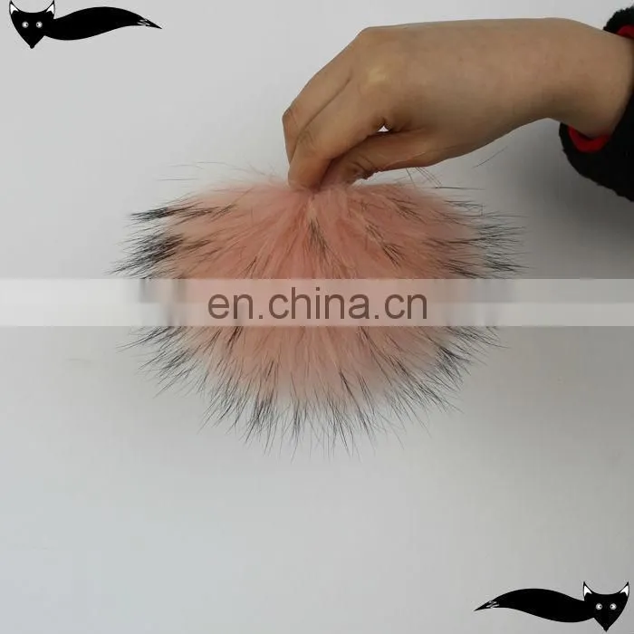 Stylish chintz rose 14cm raccoon fur ball