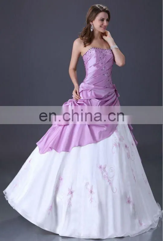 Grace Karin Long Strapless Purple and White Burgundy Quinceanera Dresses Cheap CL2519