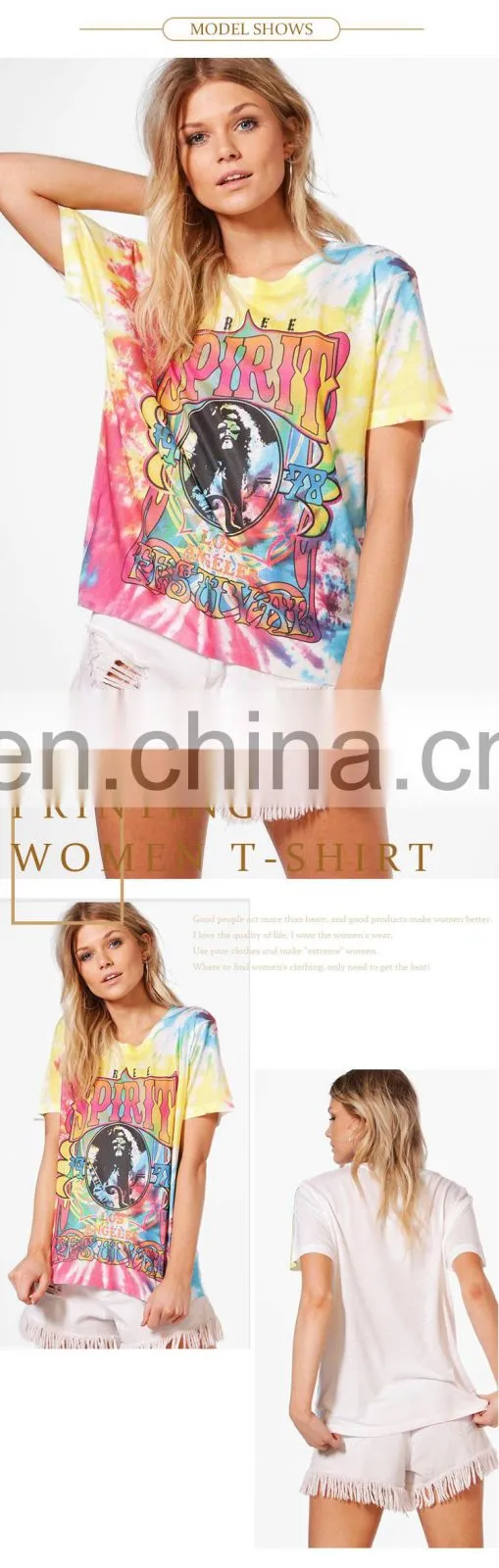 low price custom summer beach casual short sleeve women print t shirt