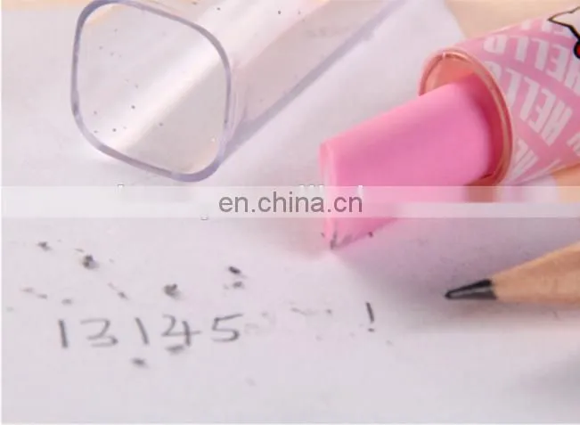 Pink lipstick shaped pencil eraser