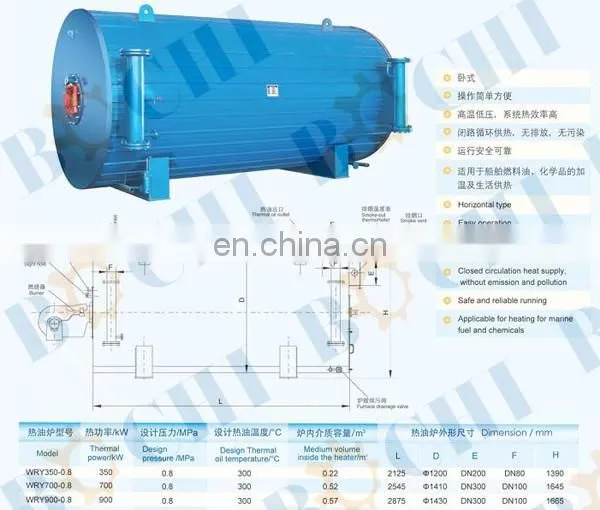 Bochi Horizontal High Efficiency WRY Oil Burning Steam Boiler on Ship