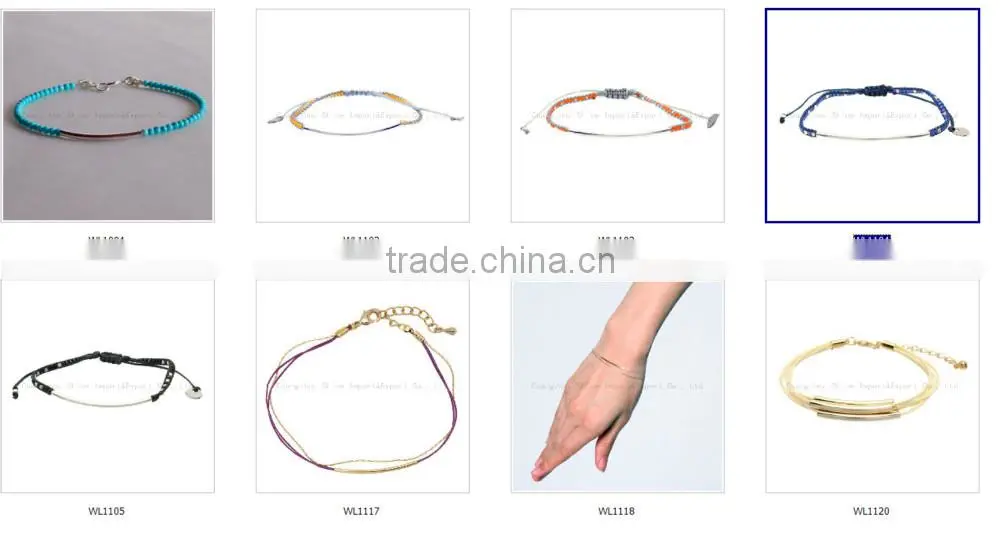 2016 custom design colorful leather silver or gold plated brass bracelet