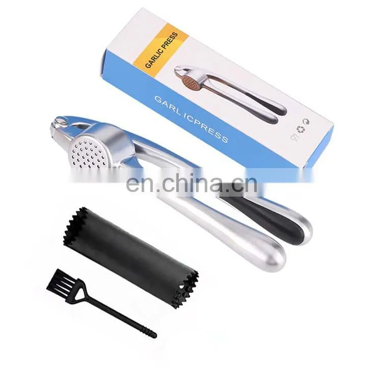 Custom Logo Amazon Online Shopping Kitchen Accessories Manual Stainless steel Garlic Press Crusher Mincer With Peeler And Brush