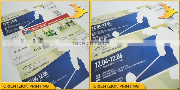 Anti Tamper Ticket, Variable Data, QR Code Ticket, Sports Games Ticket, Golf Tournament Tickets.