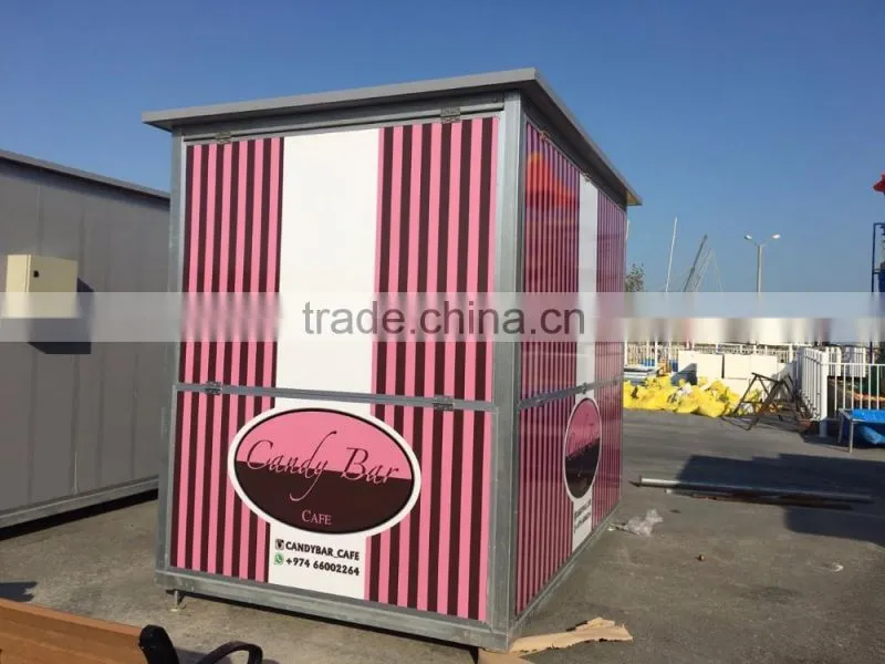 cheap modern prefab container food snack pizza house/ modern prefab house designs food kiosk Prefab Houses