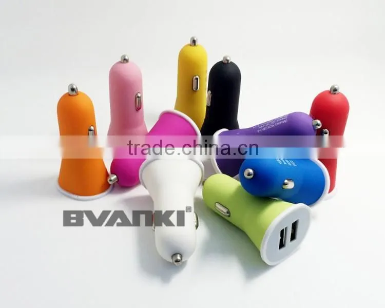 Top Quality online shopping Frosted Spray Portable Universal Dual USB Car Charger for Smart Phone with 2 usb ports free samples